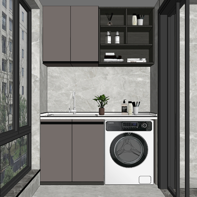 Modern Balcony Laundry Cabinet