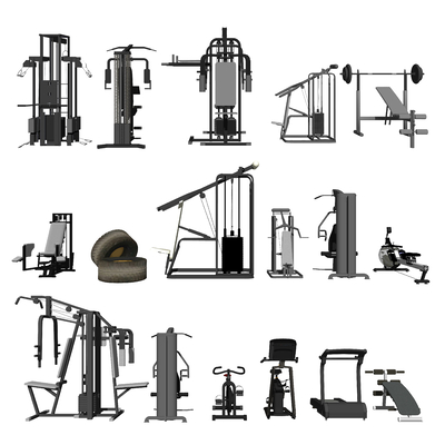 modern fitness equipment dumbbell treadmill