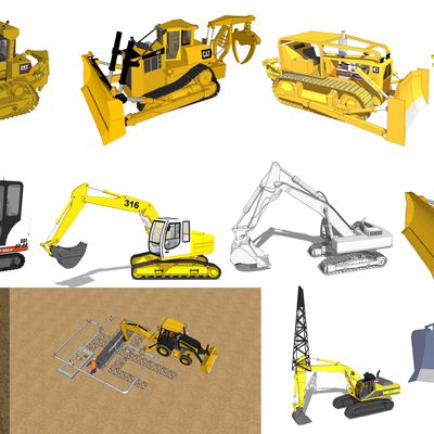 Modern engineering truck bulldozer excavator