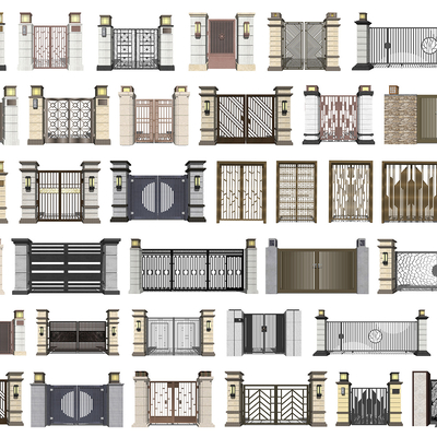 Neo-Chinese Style iron gate fence