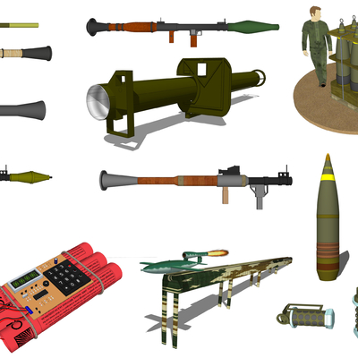 Modern bombs, shells, grenades, military equipment