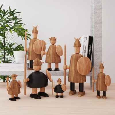 Nordic Wooden Doll Viking Ornaments