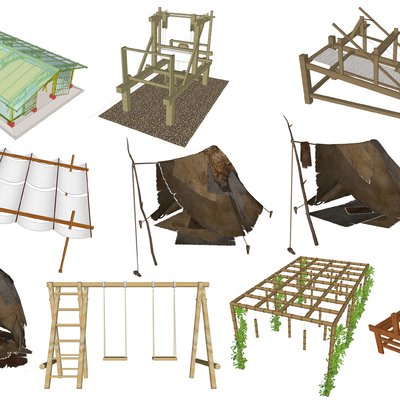 New Chinese-style tent awning bamboo shed gardening sketch