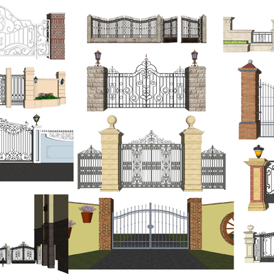 European-style wrought iron fence gate