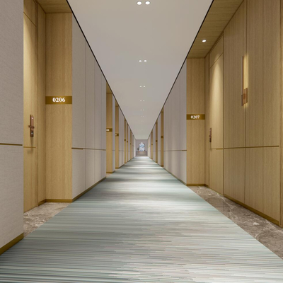 Elevator hall walkway of modern hotel