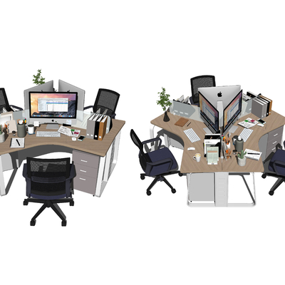 Modern office desk and chair card position