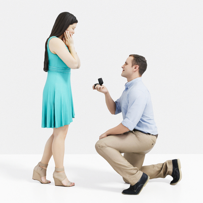 Modern marriage proposal men and women