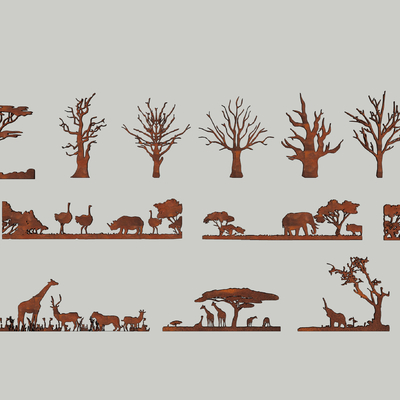 Modern Animal Tree Steel Plate Silhouette