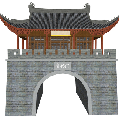 Chinese style ancient city building ancient city gate