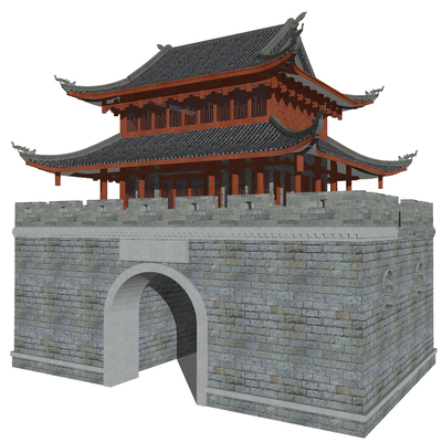 Chinese style ancient city building ancient city gate