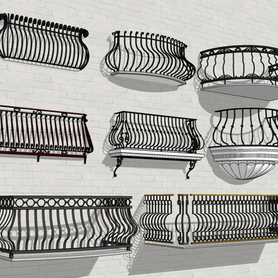 European-style curved iron railings