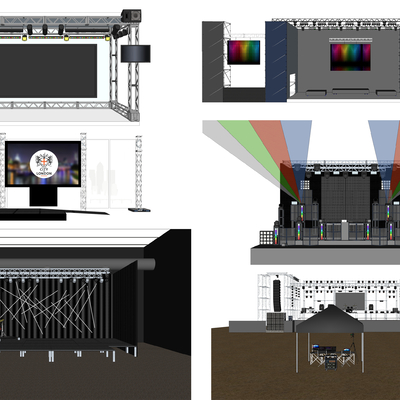 Modern outdoor steel frame lighting show stage