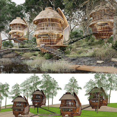 Natural Wind Forest Wooden House Eggshell Tree House