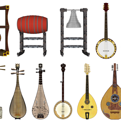 Chinese Matouqin Pipa Three-stringed Musical Instrument