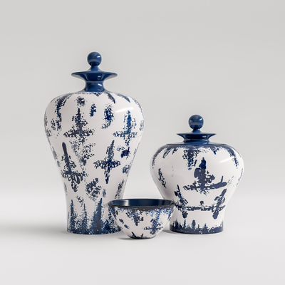 Neo-Chinese Style Blue and Flower Pot Ceramics