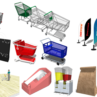 Modern shopping cart shopping paper bag