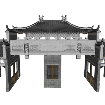 Chinese-style ancient building entrance gate