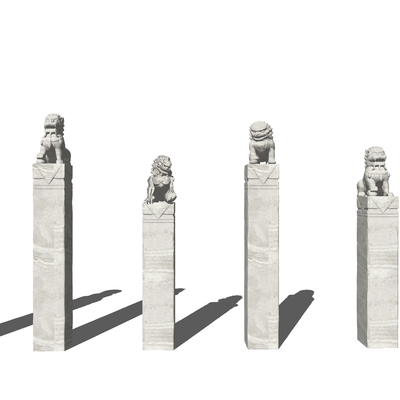 Chinese Landscape Pillar Ties Horse Pillar
