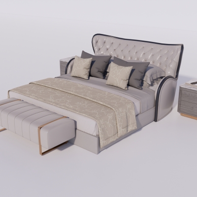 European-style fabric double bed
