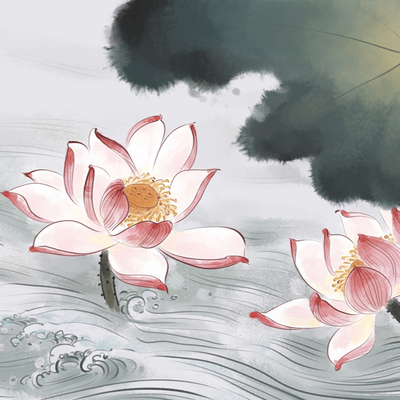 Chinese Lotus Mural