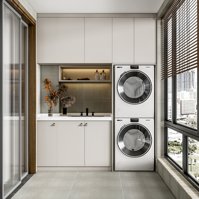 Modern Balcony Laundry Cabinet