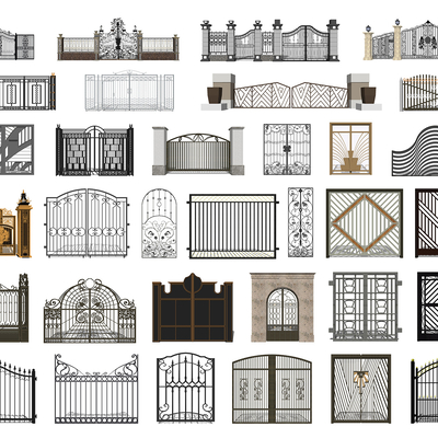 European-style wrought iron gate wall