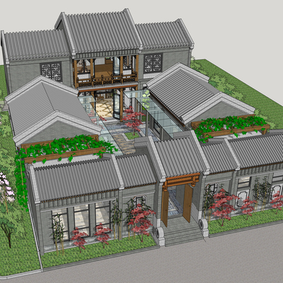 New Chinese Villa Courtyard