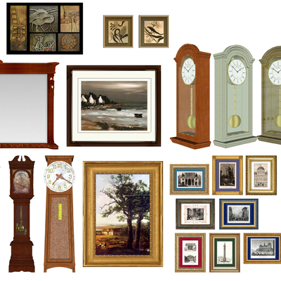 American picture mirror floor clock