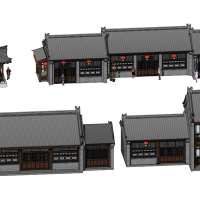 Chinese ancient building commercial district small town shop