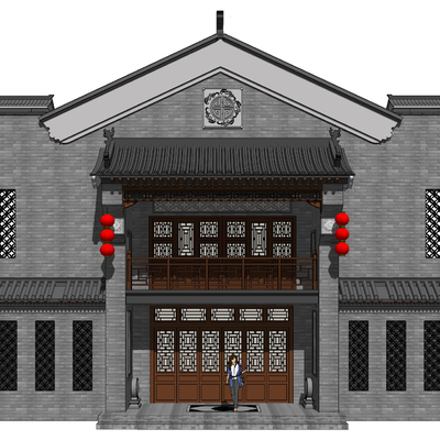 Chinese-style Ancient Building Shops Catering Door Facade