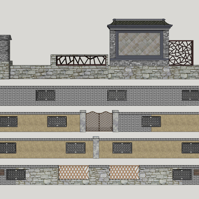 Chinese style village low wall