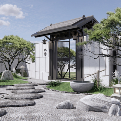 Neo-Chinese Style Dry Landscape Garden Landscape