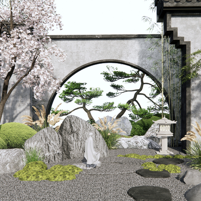 Japanese-style Dead Rock Garden Landscape