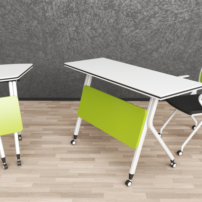 Modern classroom desks and chairs