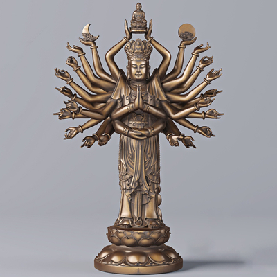 Modern Thousand-Hands Guanyin Buddha Standing Statue Sculpture