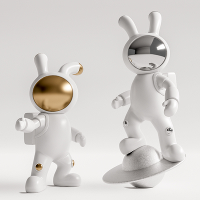 Modern Astronaut Space Rabbit Sculpture