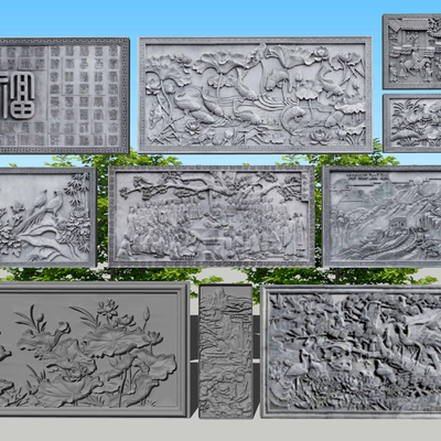 Chinese style landscape wall relief