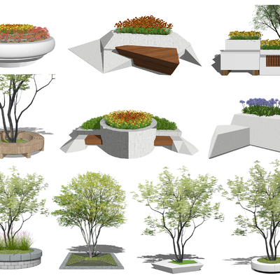 Modern tree pool flower bed public chair