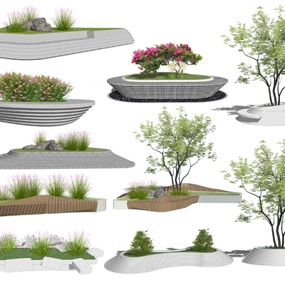 Modern flower bed landscape tree pool