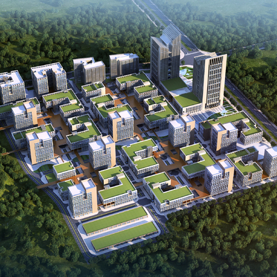 Bird's-eye view of modern industrial park