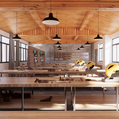 Modern woodworking classroom