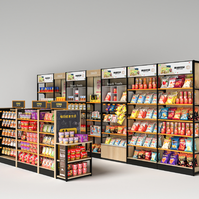 modern supermarket shelves