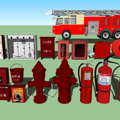 Modern fire truck fire fighting equipment