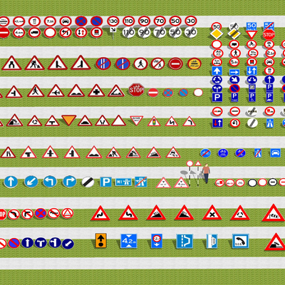 Modern speed limit warning sign traffic facilities