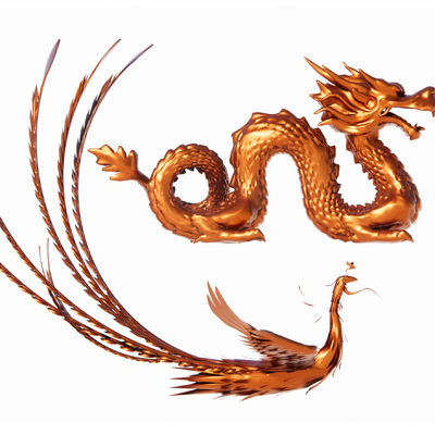 Chinese Style Dragon and Phoenix Sculpture