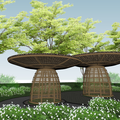 Chinese bamboo mushroom construction