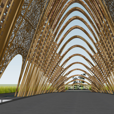 Construction of Chinese-style Special-shaped Wooden Corridor Frame