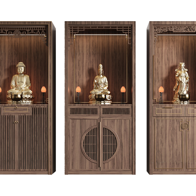 Neo-Chinese Style Solid Wood Buddha Niches