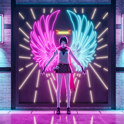 Modern Neon Girl Character