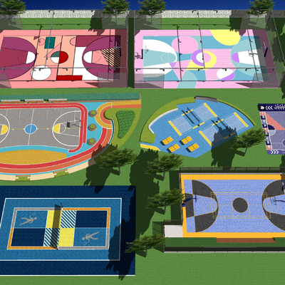 Modern outdoor basketball court